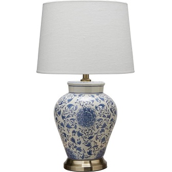 Ceramiczna lampa stołowa Feng 58cm niebieski kwiat